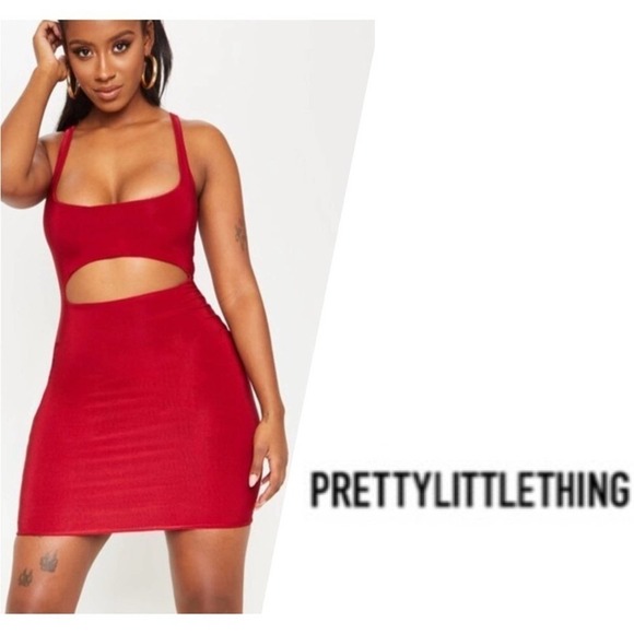 Pretty little thing red dress size 2       #029-0867 - Picture 1 of 10